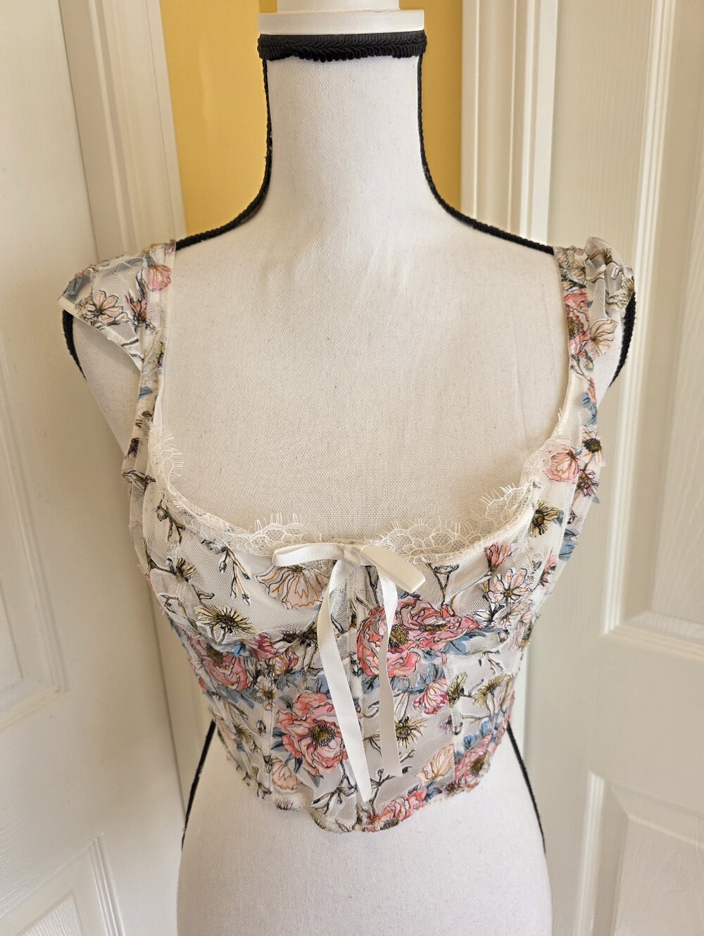 FLORAL CORSET TOP, ZIPPERED, SIZE L